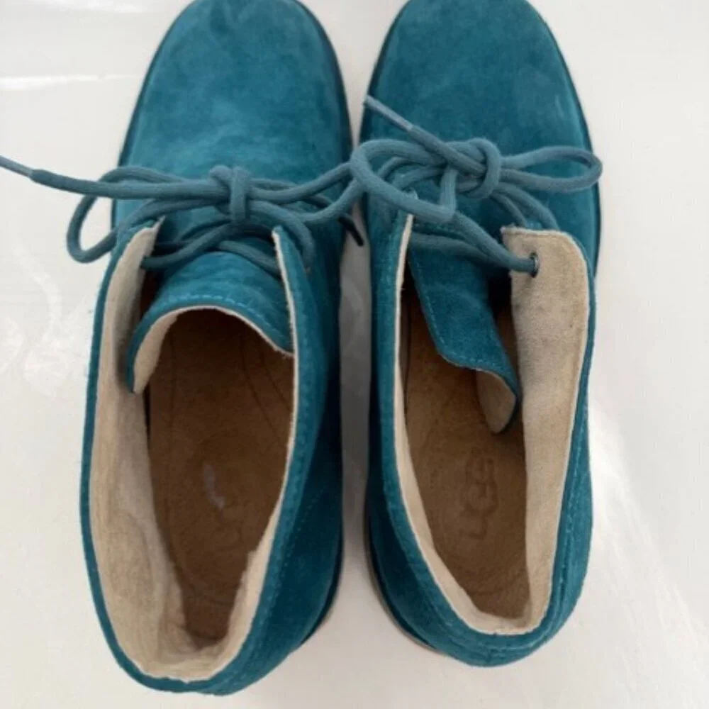 UGG Suede Leather Lace Up Chukka Boots Turquoise Teal Blue Mens 9